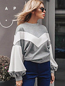 baratos Moletons com Capuz e Sem Capuz Femininos-Mulheres B&amp;aacute;sico Moletom Estampa Colorida / Primavera / Outono / Inverno