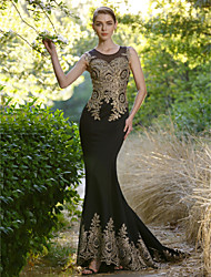 preiswerte -Trompete / Meerjungfrau Illusionsausschnitt Pinsel Schleppe Elasthan Formeller Abend Kleid mit Kristall Verzierung durch TS Couture®