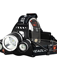 billige -Hodelykter Sykkellykter Frontlys til sykkel LED Cree® XM-L T6 3 emittere 3000 lm 4.0 lys tilstand med batterier og ladere Vanntett Nedslags Resistent Oppladbar Camping / Vandring / Grotte Udforskning