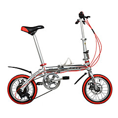 Dequilon 14-inch six gear folding bike bicycle disc brakes silver market