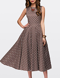 Недорогие Женская одежда-Жен. С летящей юбкой Платье - Горошек Средней длины