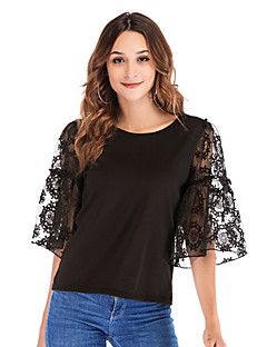 baratos Blusas e Conjuntos Femininos-Mulheres Blusa Sólido Delgado