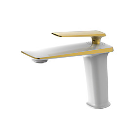 billige Baderomskraner-Baderom Sink Tappekran - Utbredt Krom / Olje-gnidd Bronse / Gylden Centersat Enkelt Håndtak Et HullBath Taps