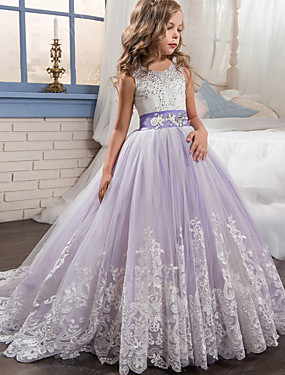 baratos Casamentos &amp; Festas-Infantil Para Meninas Activo Doce Festa Feriado Retalhos Sem Manga Longo Vestido Verde