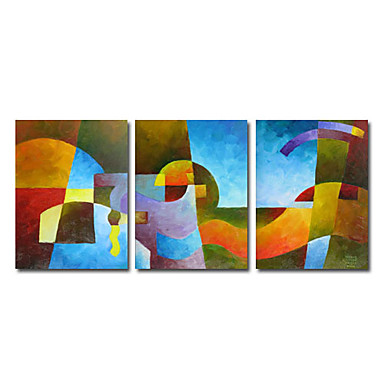 Hand-Painted Abstract Three Panels Canvas Oil Painting For Home ...