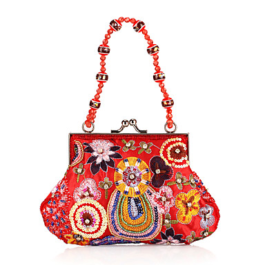 Classic Cotton with Embroidery and Sequins Evening Handbag/Clutches ...