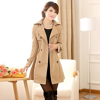 Women's Black/Yellow/Beige Trench Coat , Vintage/Bodycon/Casual/Party ...