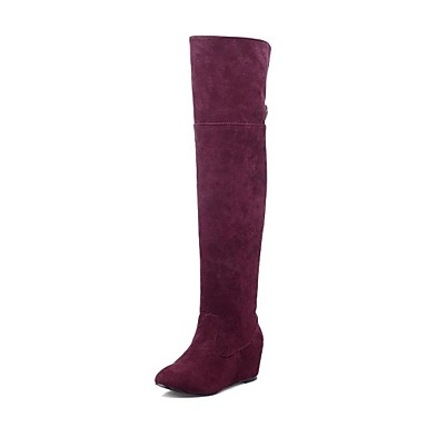 Women's Shoes Faux Suede Fall Winter Wedge Heel Over The Knee Boots For