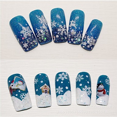 12pcs 3d Nail Art Stickers Decals Top Christmas Snowman Mixed