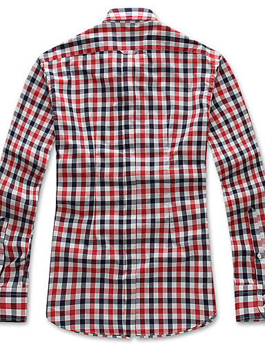 Men's Plaids Casual Shirt,Cotton Long Sleeve Red 592955 2018 – $16.99