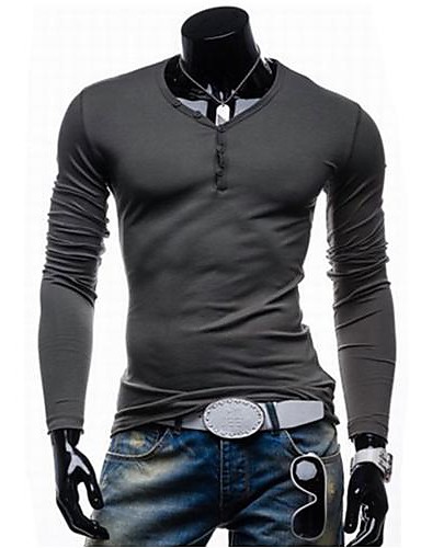 Men's Casual Fashion V Collar Long Sleeve T-Shirt 1927479 2018 – $9.44