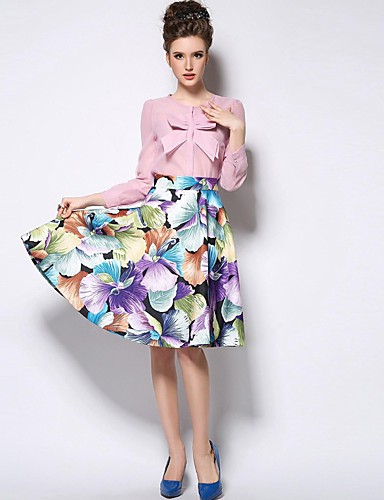 Women's Purple/Beige Skirts , Casual/Print/Party Knee-length 2651758 ...
