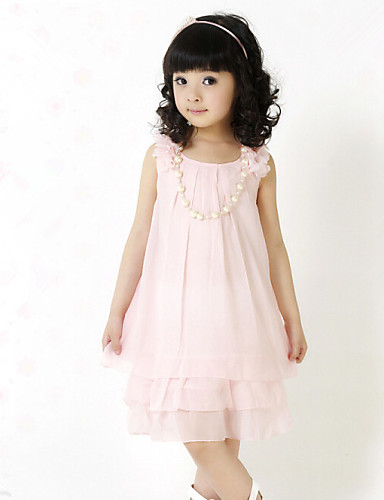 Girl's Summer Korean Chiffon Lace Sleeveless Dresses with Bowknot ...