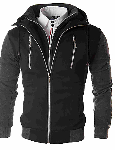 Men's Classic Jacket - Solid Colored / Solid Color Hooded / Long Sleeve ...
