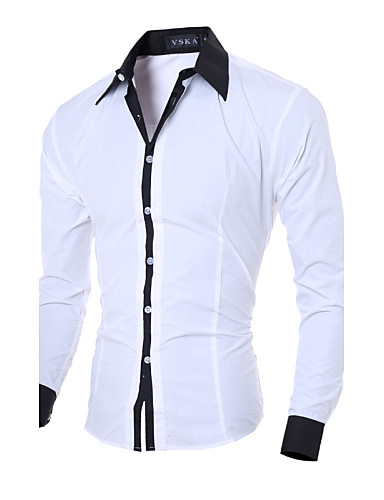 Men's Work Business / Casual Cotton Slim Shirt - Solid Colored / Long ...